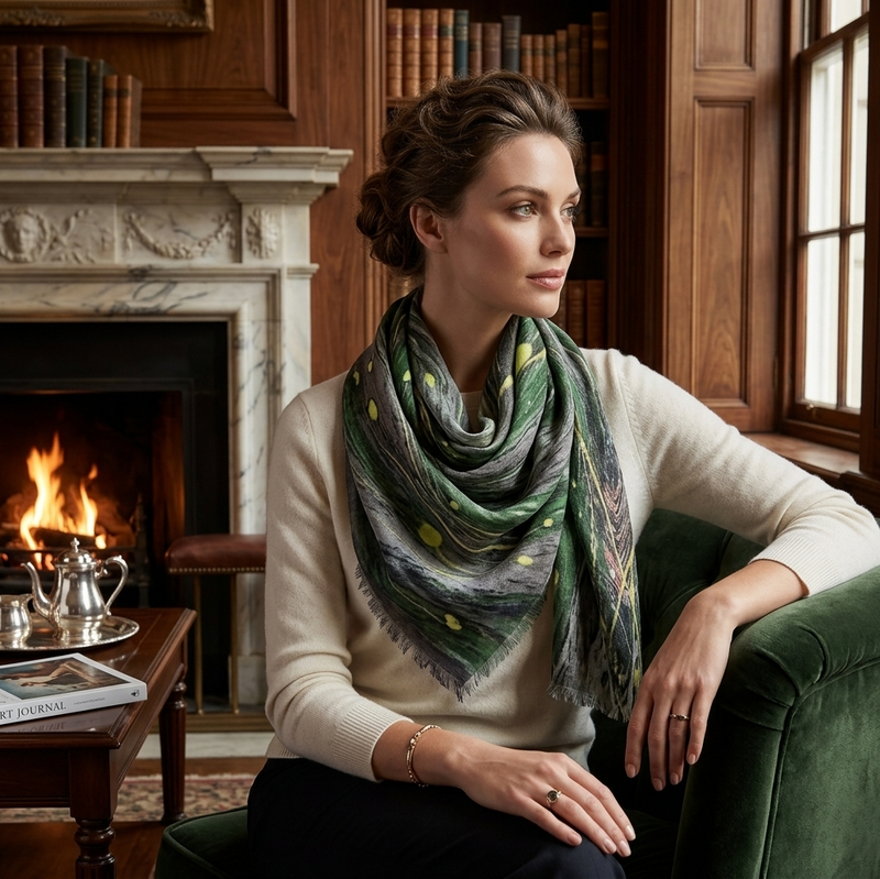 Sustainable designer scarves made with original art