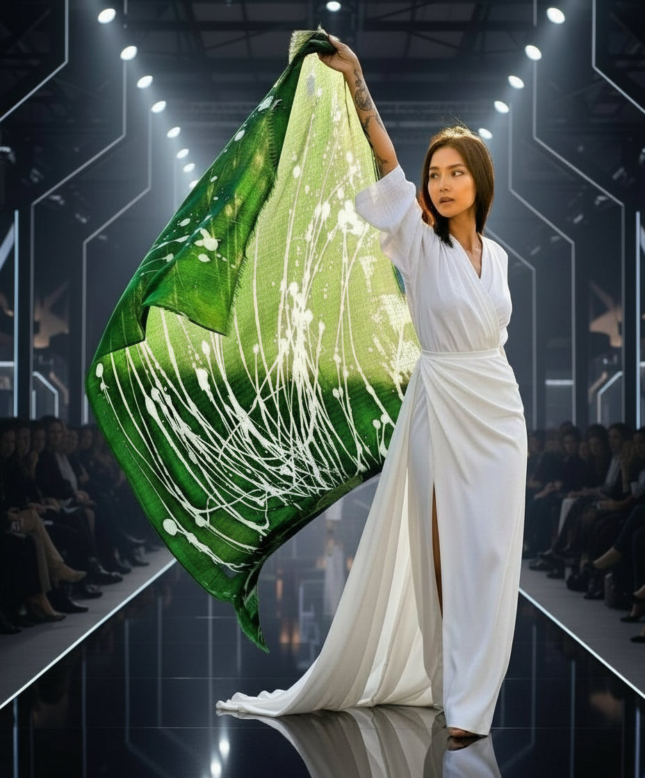 Green designer scarf