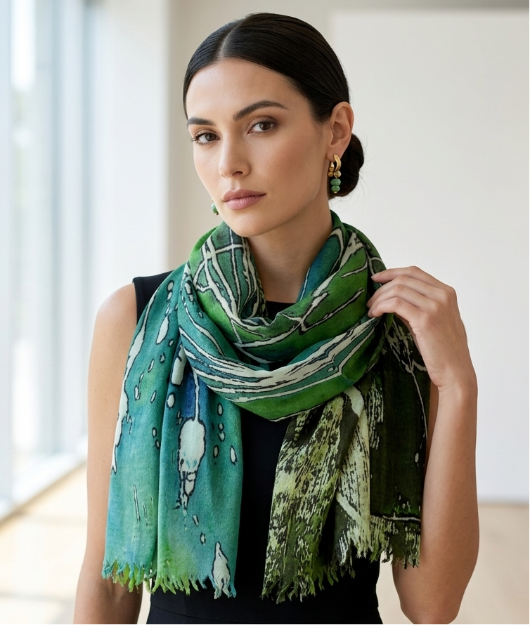 art print organic scarf