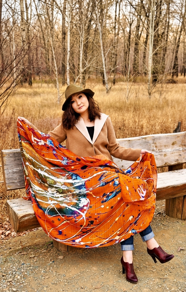 Orange scarf for fall season