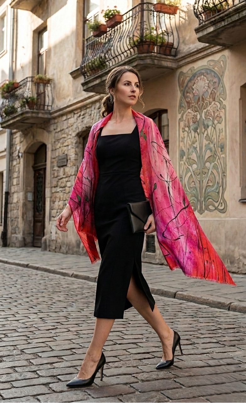 pink designer scarf