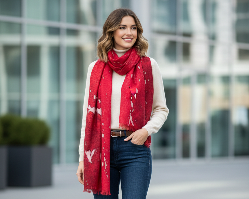Red organic scarf