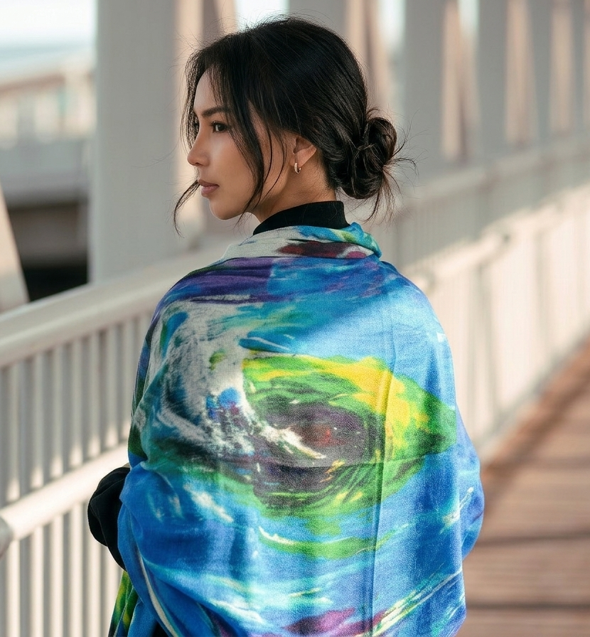 blue designer scarf