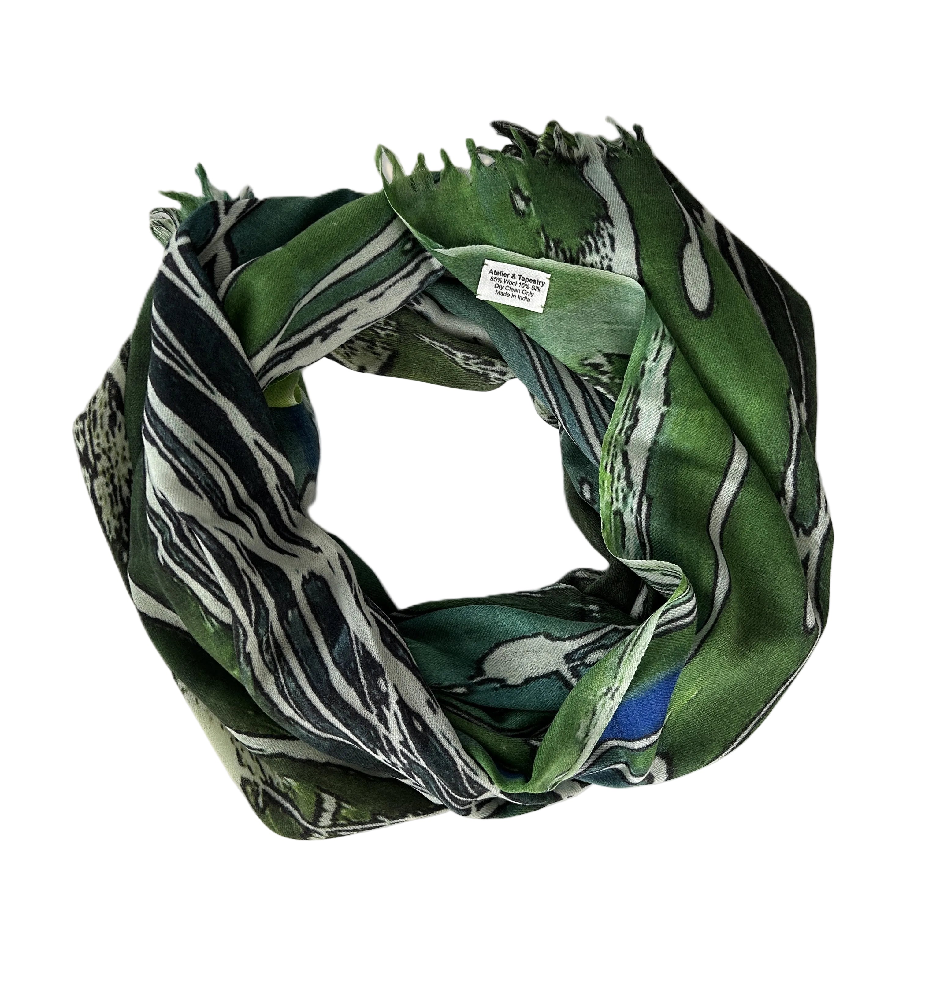 green and white scarf